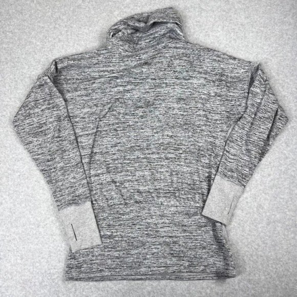 Athleta Womens Cowl Neck Sweatshirt Size Small Heathered Gray Pockets Thumbholes - Picture 3 of 11